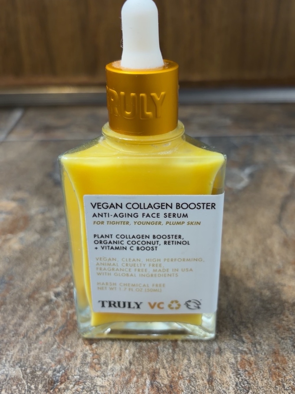 TRULY Vegan Collagen Booster Serum — Bright Yellow Dropper Bottle